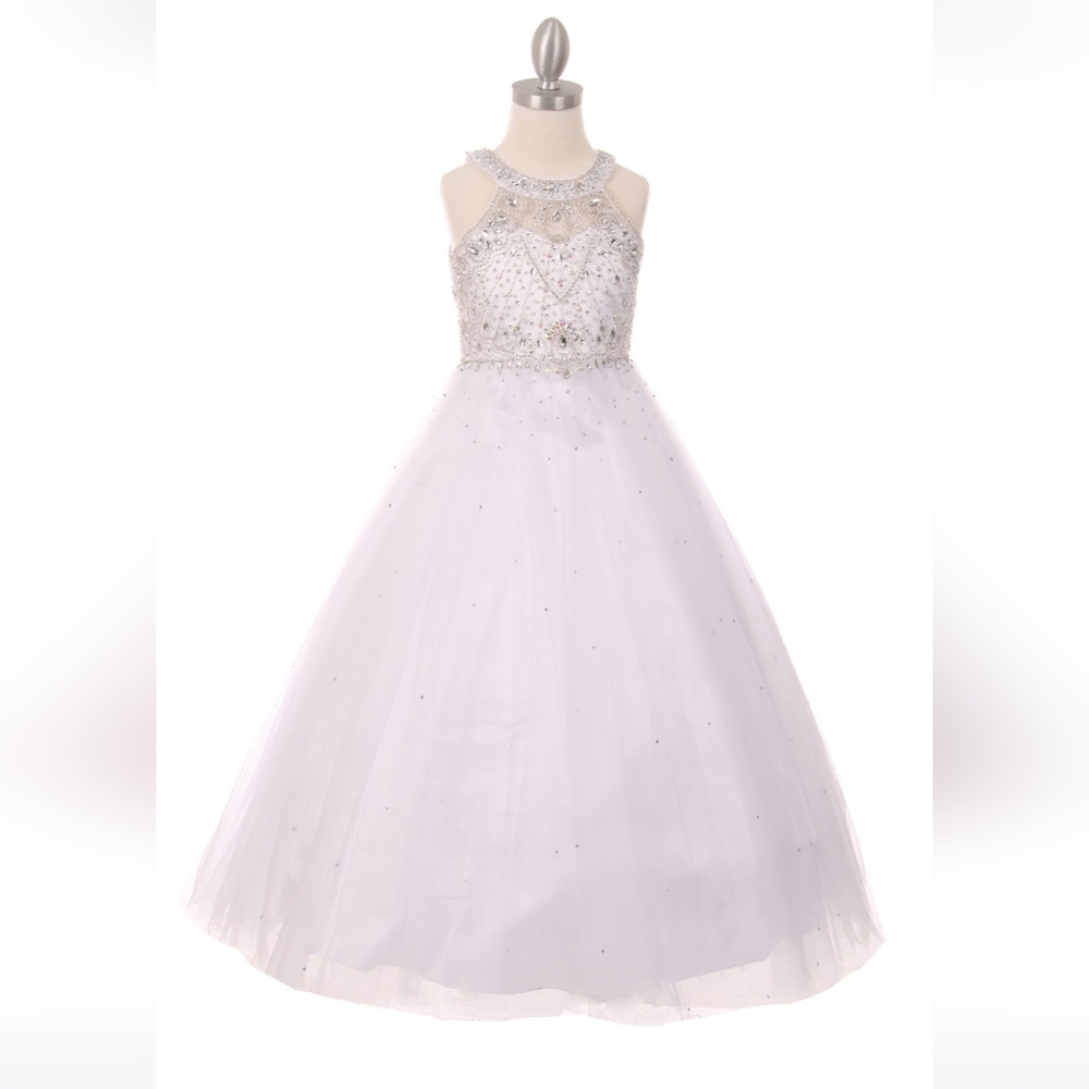 Dazzling halter neck rhinestone pageant dress